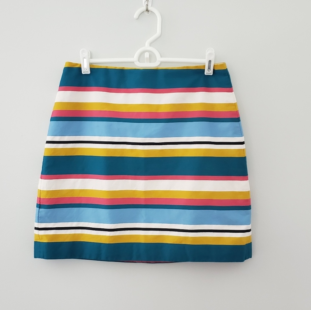LOFT striped skirt blue yellow pink 8